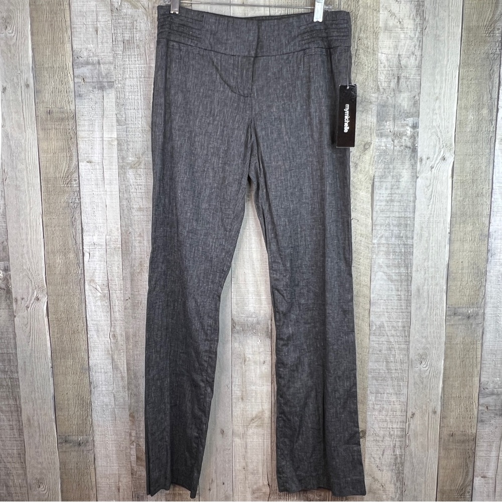 My Michelle Size 7 Cotton/Linen Blend Lightweight Gray/Black Dress Pants